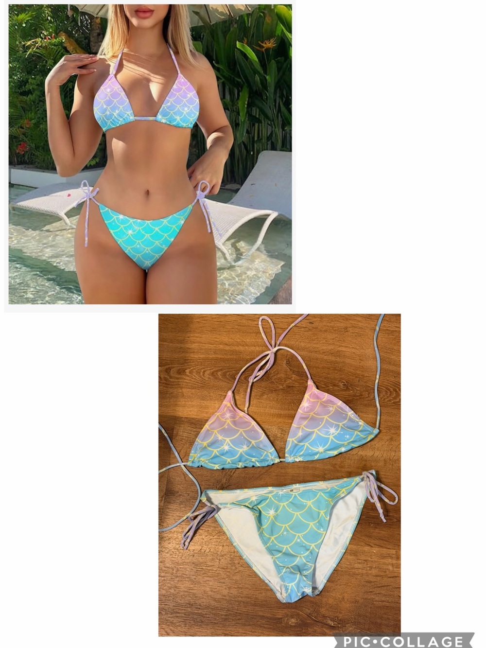 Pastel Mermaid Scale Bikini - Lavender & Aqua